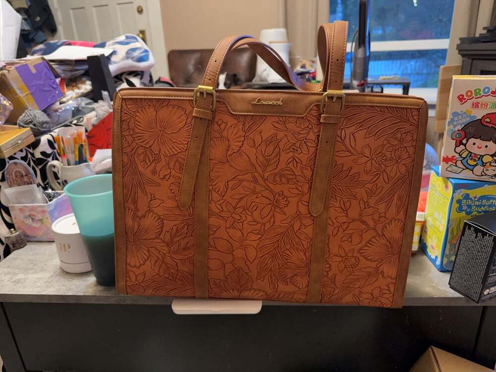 Loverock Floral Embossed Faux Leather Tote Bag